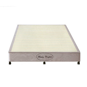 Mattress Base Ensemble Double Size Solid Wooden Slat in Beige with Removable Cover