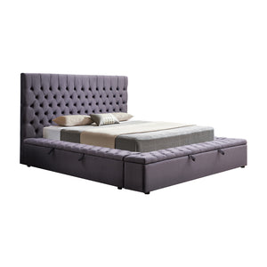 King Size Velvet Upholstered Bedframe with Deep Quilting - Dark Grey