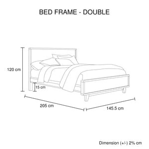 Double Wooden Bed Frame | Solid Wood Antique Design (Light Brown)
