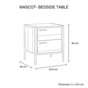 Bedside Table 2 drawers Night Stand Particle Board Construction in Oak Colour