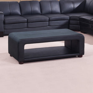 Black Upholstered Leather Coffee Table With Open Storage