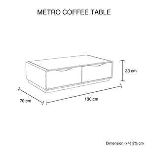Black & White MDF Coffee Table - 2 Drawer Storage