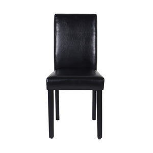 Set of 2 Black Leatherette Dining Chairs with Pine Legs