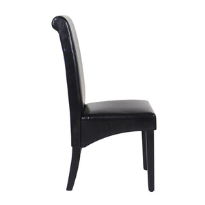 2x Black Leatherette Dining Chairs with Wooden Frame
