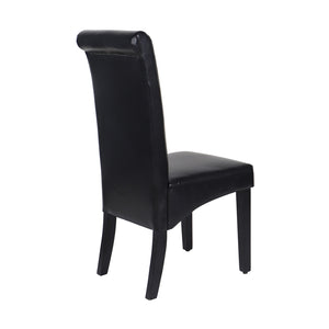 2x Black Leatherette Dining Chairs with Wooden Frame