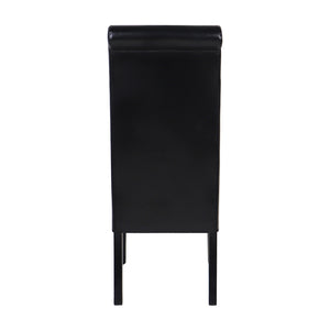 2x Black Leatherette Dining Chairs with Wooden Frame