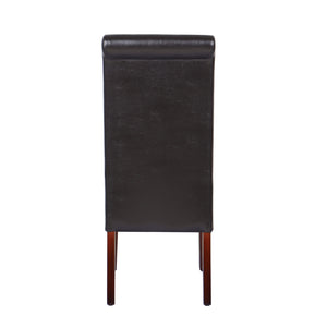 2x Wooden Frame Dining Chairs - Brown Leatherette | Solid Pine Legs