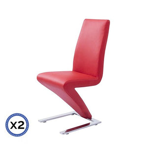 2x Retro Z Shape Red Dining Chairs
