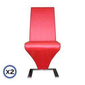 2x Retro Z Shape Red Dining Chairs