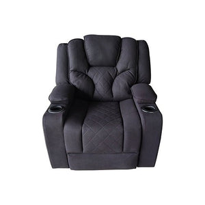 Rhino Black Fabric Electric Recliner Couch - Single Seater