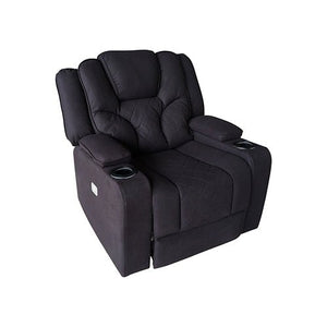 Rhino Black Fabric Electric Recliner Couch - Single Seater