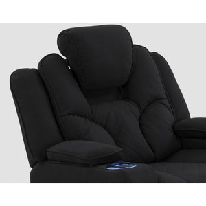 Rhino Black Fabric Electric Recliner Couch - Single Seater