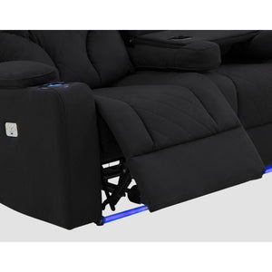 Rhino Black Fabric Electric Recliner Couch - Single Seater