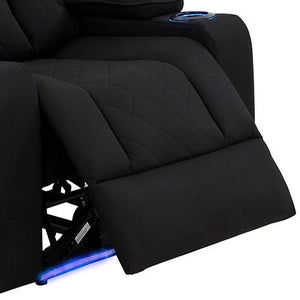 Rhino Black Fabric Electric Recliner Couch - Single Seater