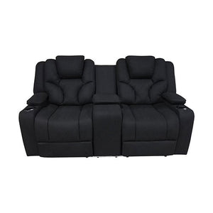 Rhino Black Fabric Electric Recliner Couch - 2 Seater