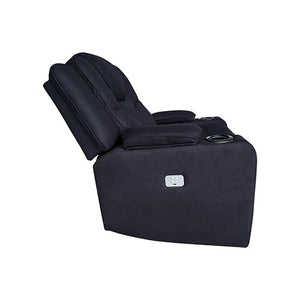 Rhino Black Fabric Electric Recliner Couch - 2 Seater