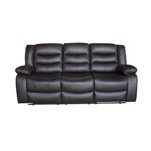 Brown 3 Seater Recliner Sofa With Faux Leather