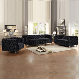 Black Velvet 3+2+1 Seater Sofa Lounge Set