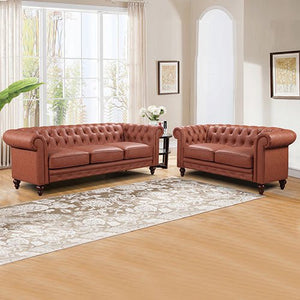 Chesterfireld Style 3+2 Seater Brown Sofa Lounge