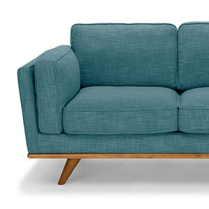 3+2 Seater Teal Fabric Sofa Lounge With Wooden Frame