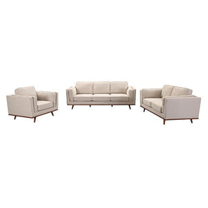 Beige 3+2+1 Seater Fabric Sofa Lounge With Wooden Frame