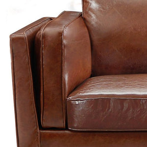 Brown 3+2+1 Seater Leather Sofa Lounge Set With Wooden Frame