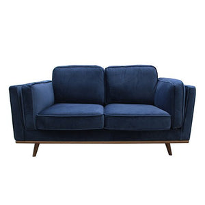Blue Fabric 3+2+1 Seater Sofa Lounge Set With Wooden Frame