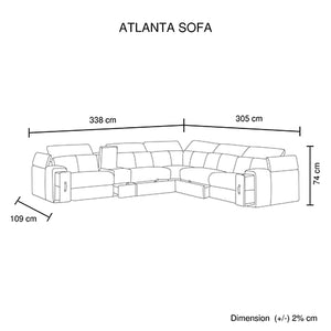 Square Corner Sofa Made From The Finest Genuine Leather - Electric Recliner