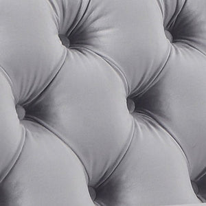 Grey Velvet 3 Seater Classic Button Tufted Lounge