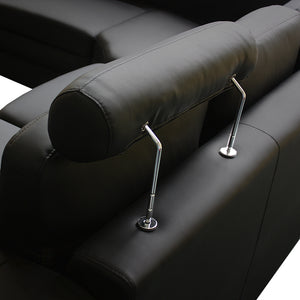 6 Seater Faux Leather Corner Sofa Set With 2x Ottomans