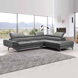 Grey Leatherette 5 Seater Corner Lounge