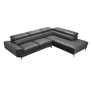 Grey Leatherette 5 Seater Corner Lounge
