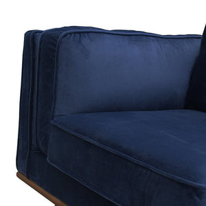 Soft Blue Velvet Fabric 3 Seater Sofa With Wooden Frame