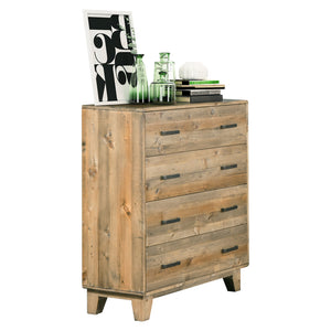 Tallboy with 4 Drawers | Solid Wood | Light Brown