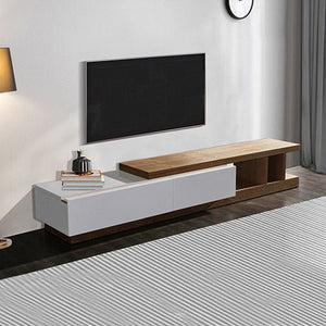 White Ash TV Cabinet With 2 Storage Drawers