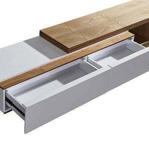 White Ash TV Cabinet With 2 Storage Drawers