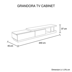 White Ash TV Cabinet With 2 Storage Drawers