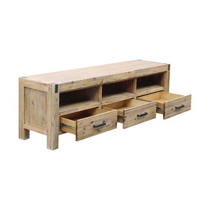 Wooden Oak TV Cabinet With 3 Storage Drawers