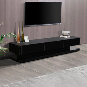 Black 3 Storage Drawer TV Cabinet