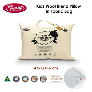 Kids Wool Blend Standard Pillow in Fabric Bag by Easyrest