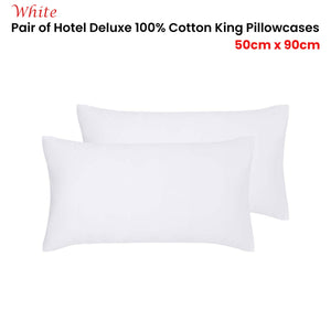 Accessorize White Hotel Deluxe Cotton King Pillowcases | Piped Design