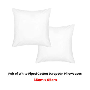 Accessorize White Piped Hotel Deluxe Cotton European Pillowcases | Set of Two