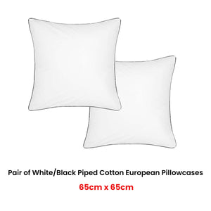 Accessorize White/Black Piped Hotel Deluxe Cotton European Pillowcases | Set of Two