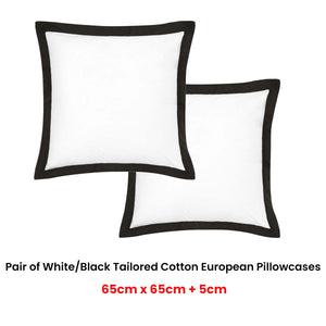 Accessorize Tailored Hotel Deluxe Cotton European Pillowcases | White/Black Pair