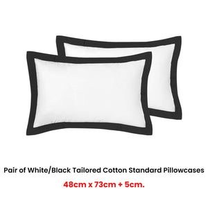 Accessorize Tailored Hotel Deluxe Cotton Pillowcases - White/Black Pair