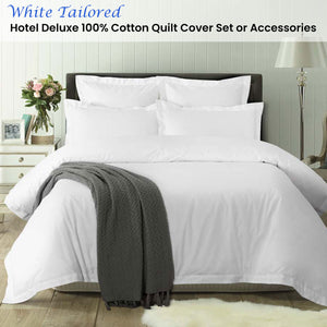 Accessorize Tailored Hotel Deluxe Cotton Quilt Cover Set - Queen | White
