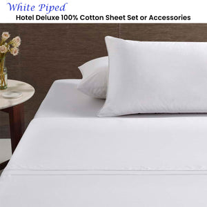 Accessorize White Piped Hotel Deluxe Cotton Sheet Set - Super King | Ultra-Soft Sheets