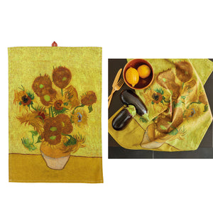 Bedding House Van Gogh Sunflower Yellow Tea Towel | Artistic Kitchen Towel