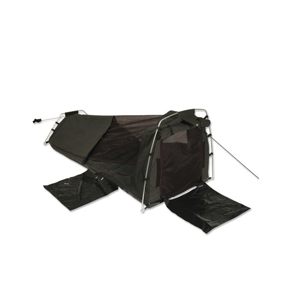 Black Single Swag Camping Biker Tent with Waterproof Canvas