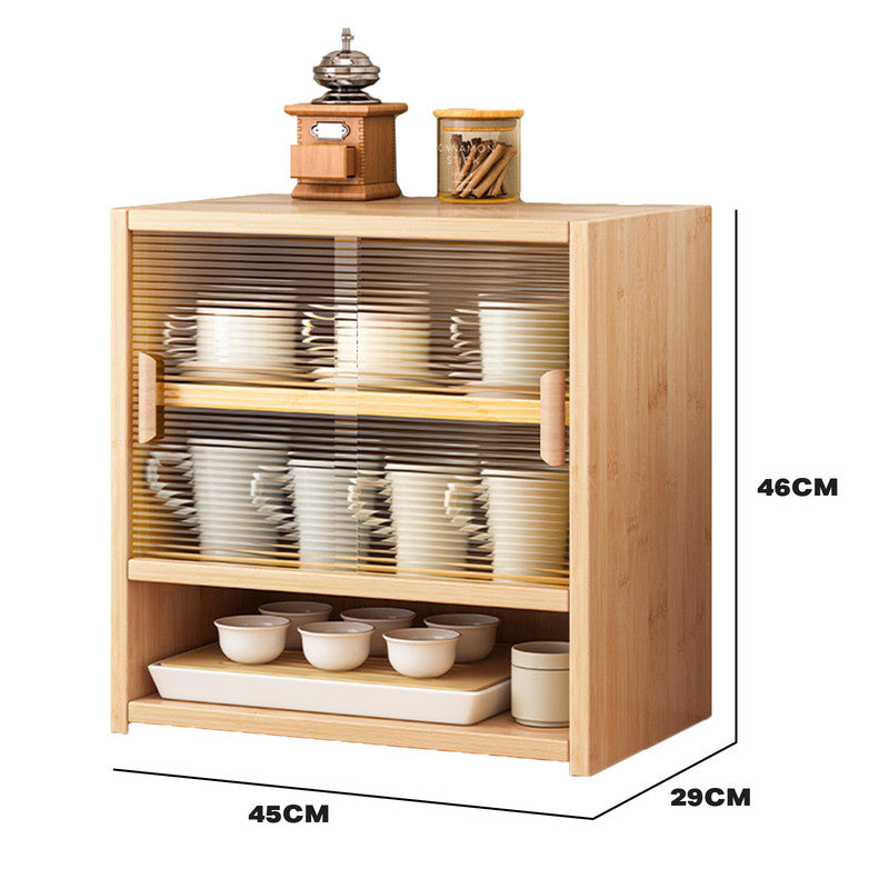 Bamboo Dustproof Cup Storage Cabinet | Organize with Style and Functionality